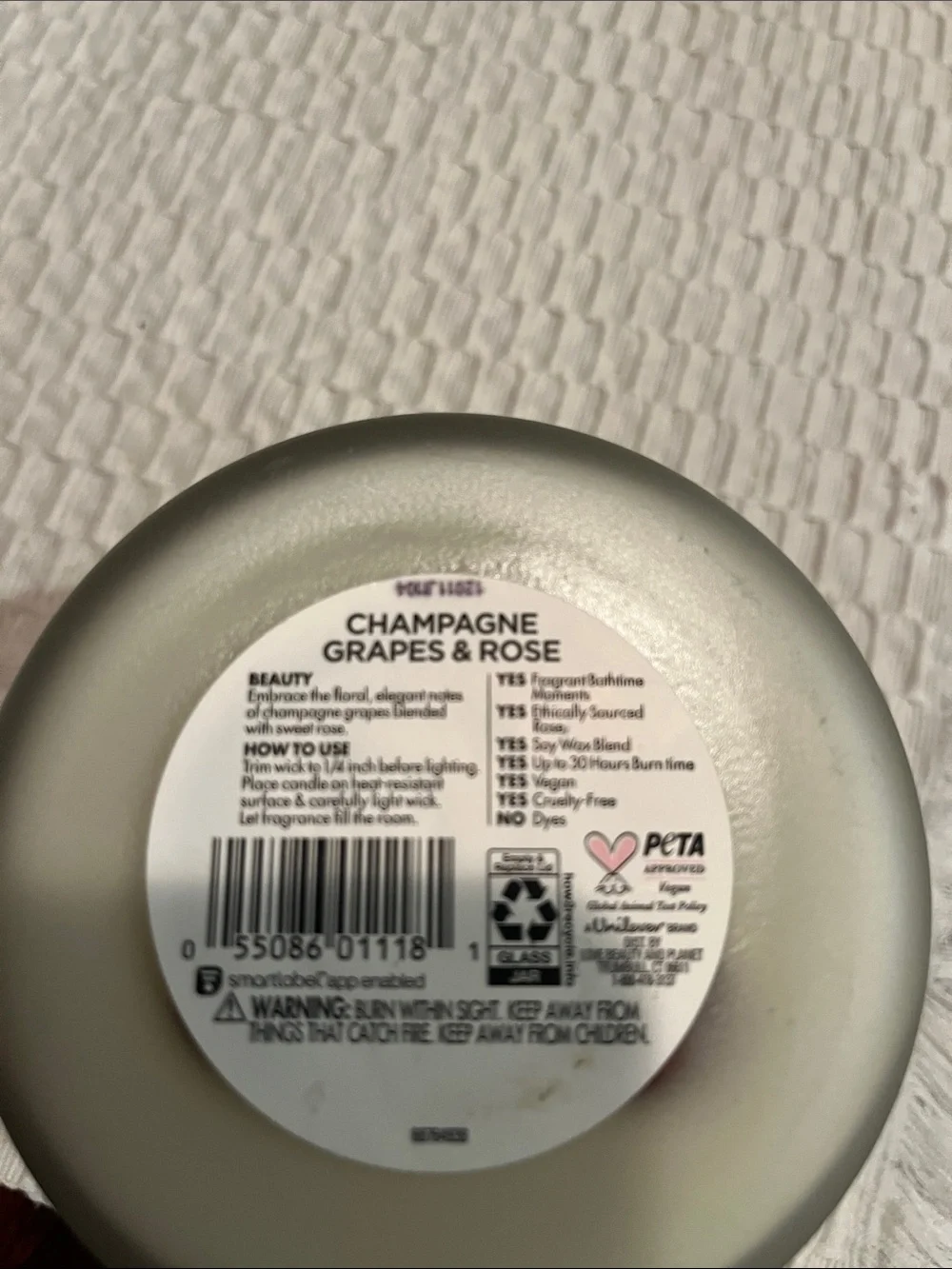 Champagne Grapes & Rose Vegan Scented Candle - Pink Label